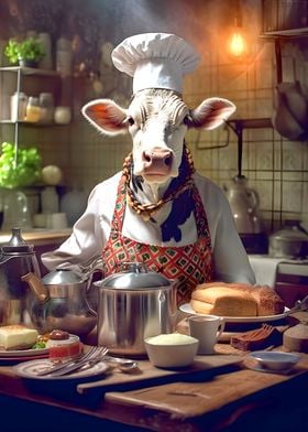 Cow cooking kitchen