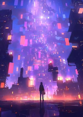 Cyberpunk Anime City 