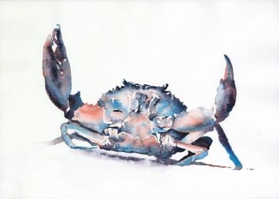 Watercolor painting crab 