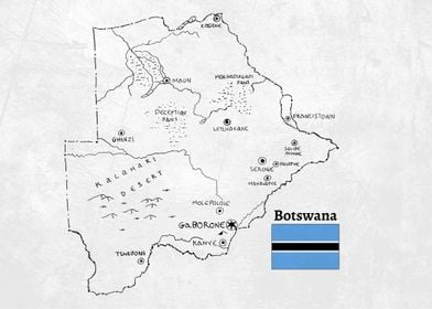 Handdrawn Botswana Map