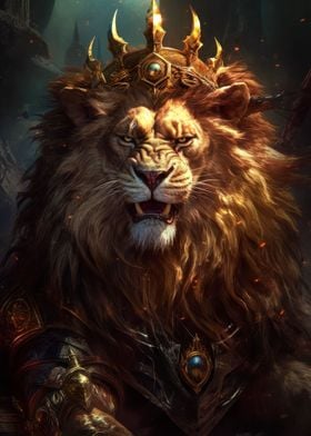 epic lion king with crown