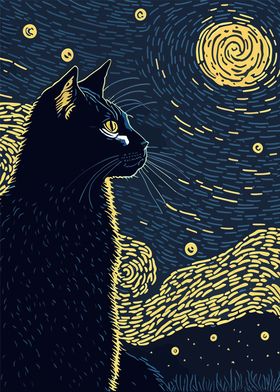 Starry Night Cat 