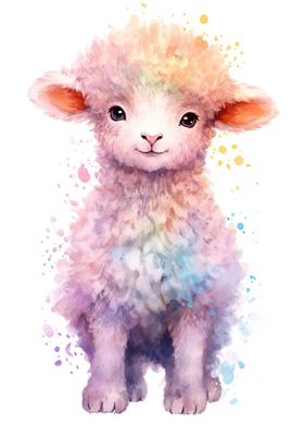 Cute Watercolor Baby Sheep
