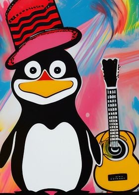 Penguin with Guitar