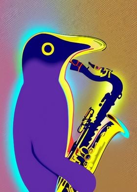 Penguin playing Saxophone