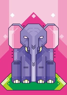 SITTING ELEPHANT GEOMETRIC