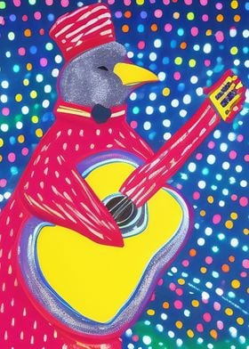 Penguin playing Guitar Art