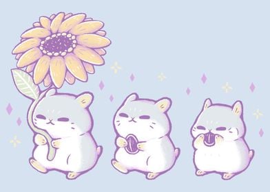 Cute Hamsters whit Sunflow