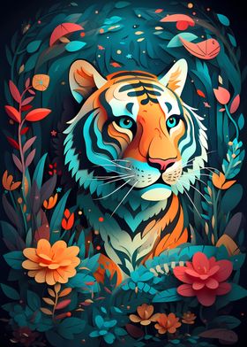 Tiger in Magic Forest