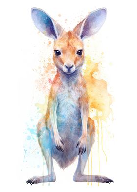 Cute Watercolor Kangaroo