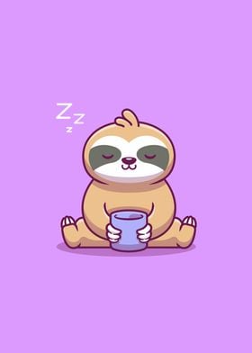 Cute Sloth Sleepy Cartoon
