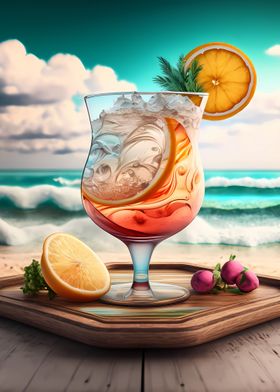 Orange cocktail on beach