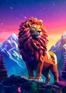 The Lion Colorful 3d