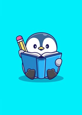 Cute Penguin Writing