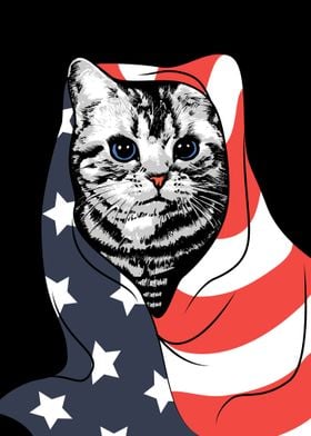 Cat in American plaid