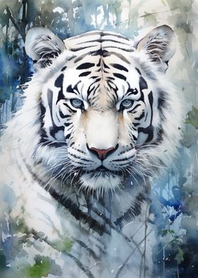 Bilderwelten Poster con Cornice - Tiger con Glitter - Bianco - con