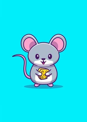 Cute Mouse Holding Cheese 