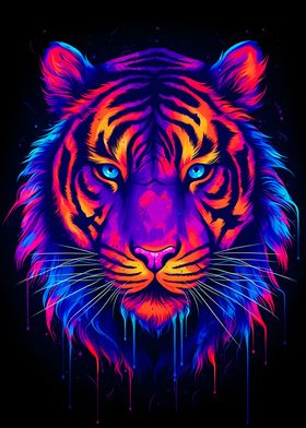 tiger colorful black BG