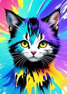 Colorful Splash Cat Paint