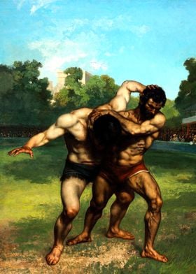 The Wrestlers by Courbet