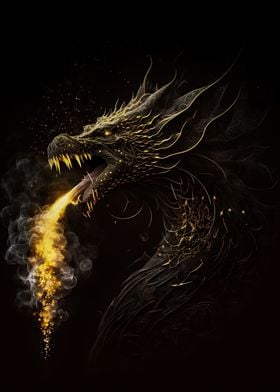 Dragon fire gold black