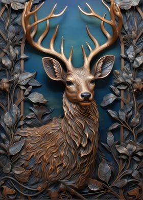 Art Deco Deer In Nature