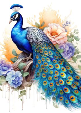 Bird Peacock And Peony