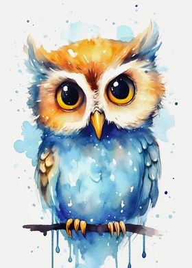 Cute baby owl Watercolors