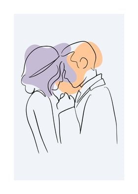 Line Art Couple in Purple