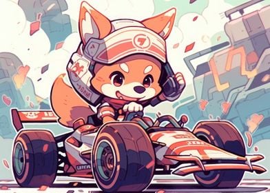 Dog Japan Shiba Racing Car