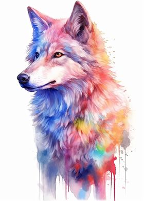 Watercolor Wolf Painting