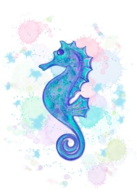 Childish blue seahorse