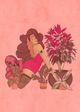 Pink Plant Pinup Girl