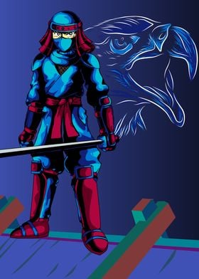 Ninja in vector pop art