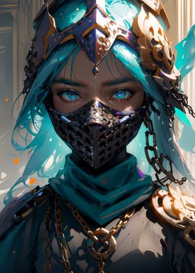 Warrior woman in a mask