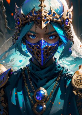 Warrior woman in a mask