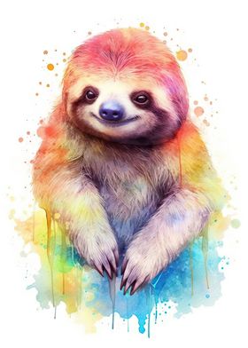 Watercolor Sloth Painting