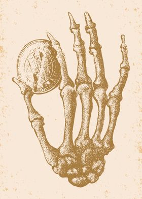 Skeleton Hand and Coin