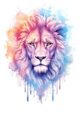 Watercolor Lion Painting