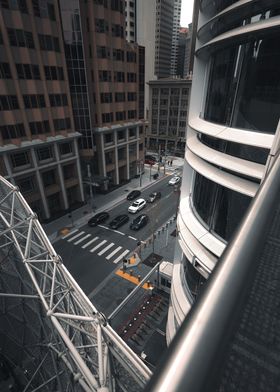 Framed traffic street view