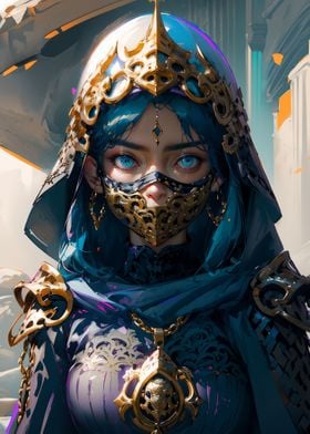 Warrior woman in a mask