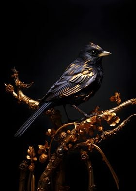 Black and Gold Sparrow 01