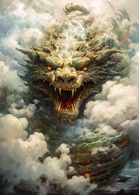 Chinese Dragon In Clouds