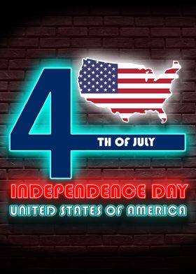 4th of July America Neon