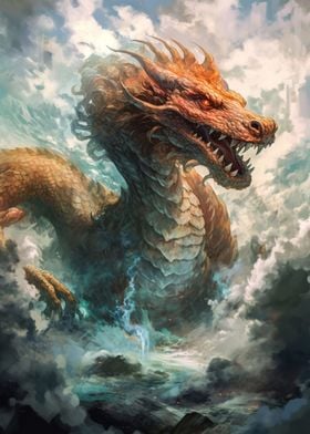 Chinese Dragon In Clouds