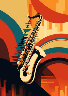 Retro Art Deco Saxophone