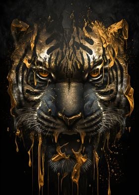 golden tiger head art 