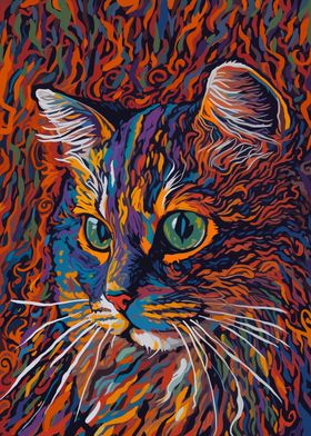 Abstract Colorful Cat