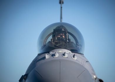 F16 Pilot in cockpit