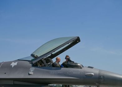 F16 Pilot in cockpit 
